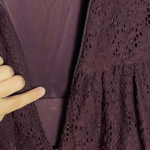 Coldwater Creek Deep Wine Lace Mini Dress Zipper Back, Feminine, Elegant size 16 - Picture 12 of 12